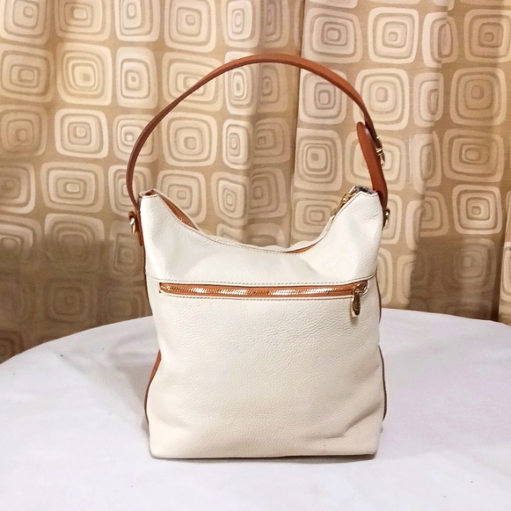 Valentina Cream and Brown Leather Crossbody Bag - Picture 4 of 11
